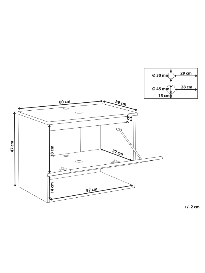 Beliani Waschbeckenunterschrank NATAL in Braun - (W) 60 x (H) 47 x (L) 39 cm günstig kaufen onesize