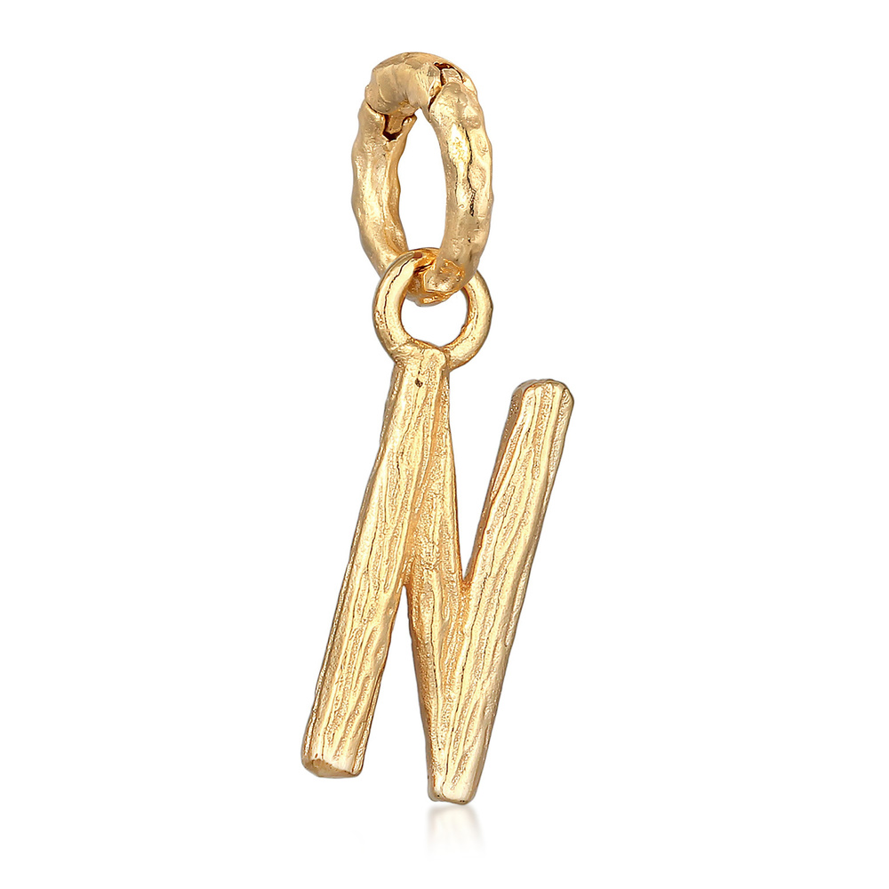Elli Elli Pendentif Femmes Lettre N Look Organique en argent sterling 925 plaqué or Pendentif