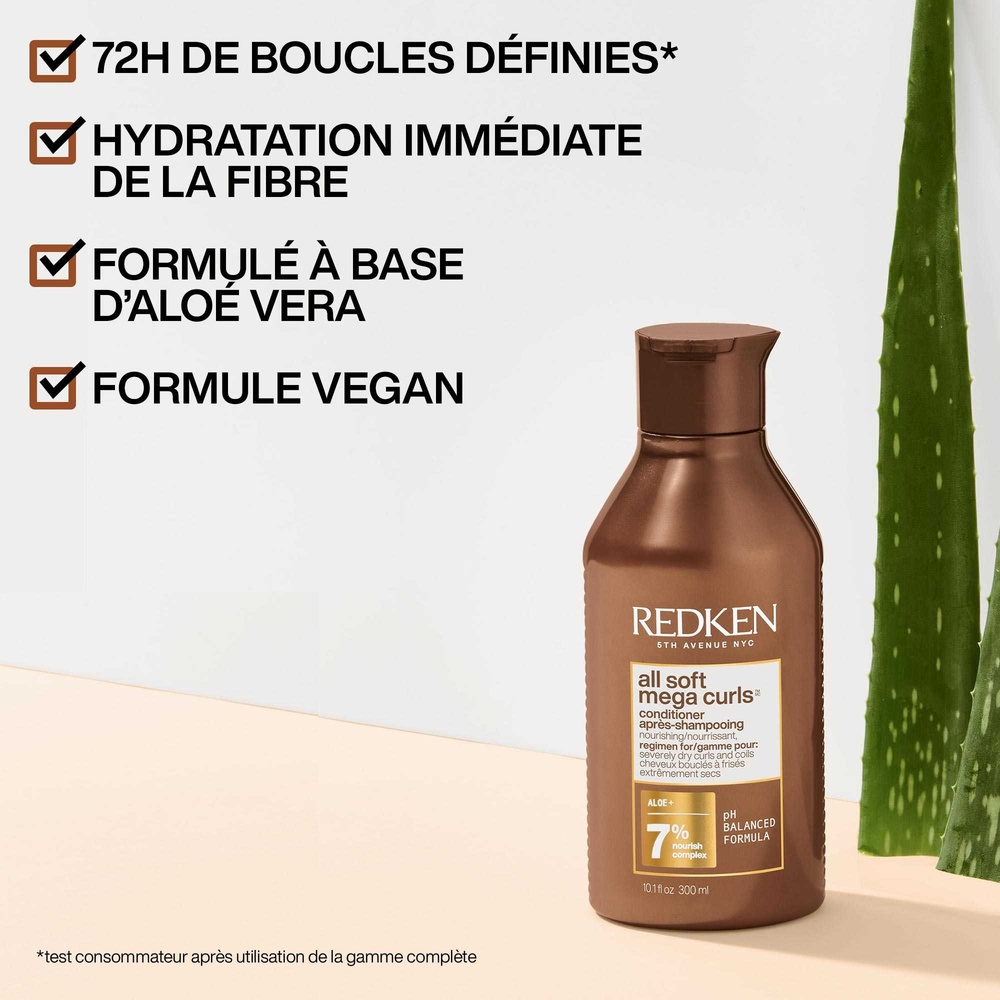 Redken All Soft Mega Curls Après-Shampoing nourrissant pour cheveux très secs, bouclés à crépus