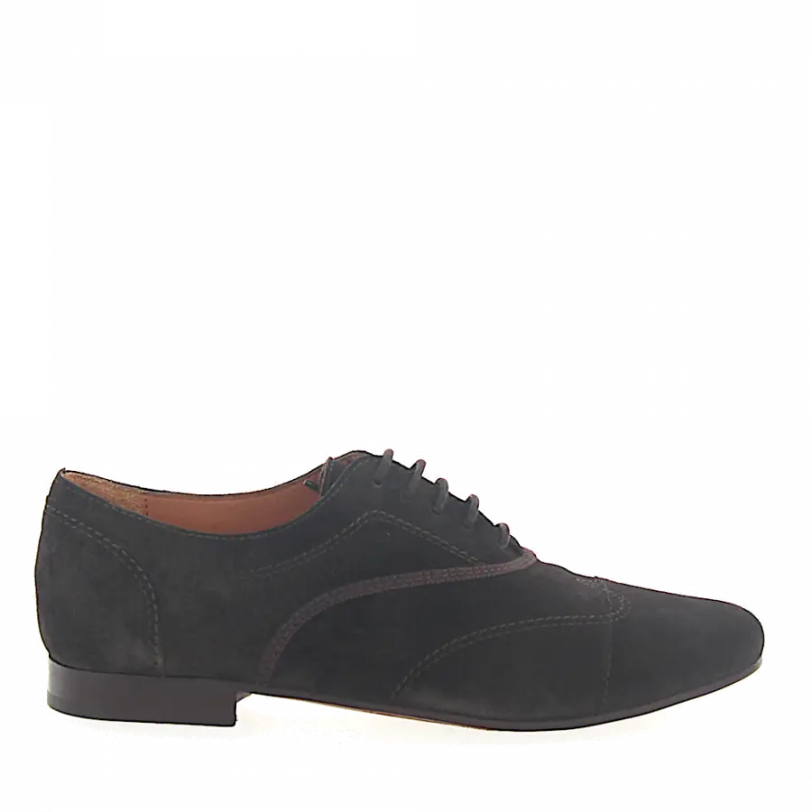 Lanvin - Schnürer Veloursleder Cap Toe Kontrastnaht braun - braun