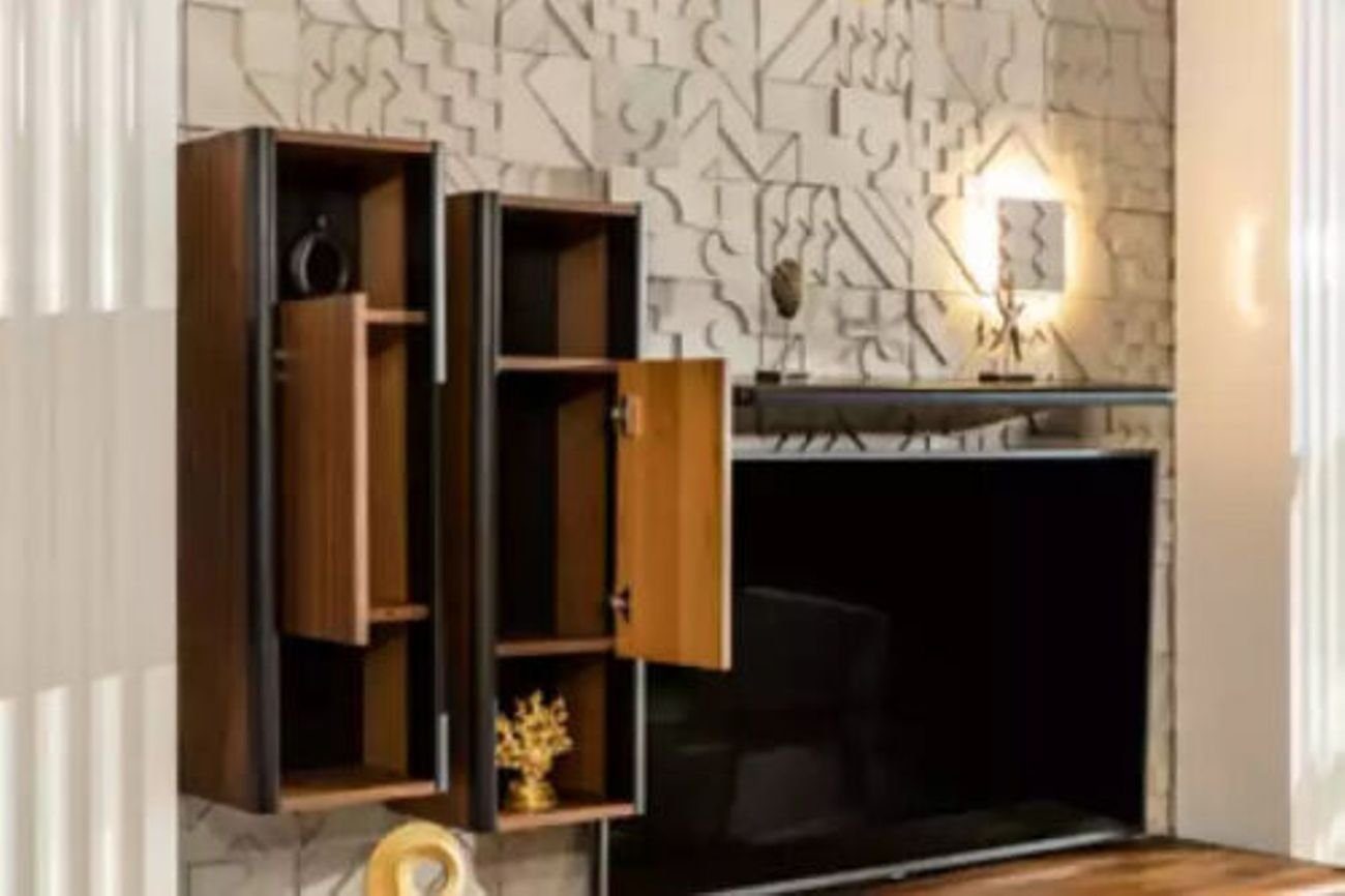 JVmoebel Wohnzimmer-Set Wohnwand Schrank Regal Schränke Wohnwände Sideboard Couchtisch 5tlg., (5-St., 1x Lowboard + 2x Wandschranke + 1x Wandregal + 1x Couchtisch), Made in Europa