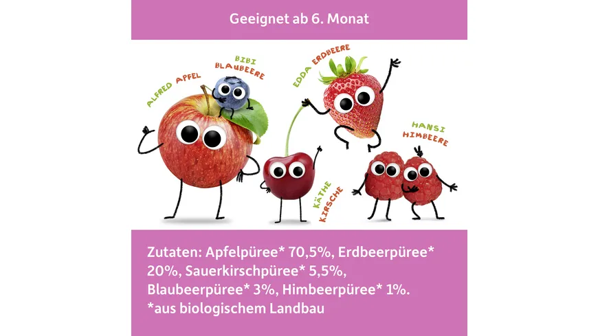 Freche Freunde Bio Quetschie 100% Apfel, Erdbeere, Blaubeere & Himbeere 100 g