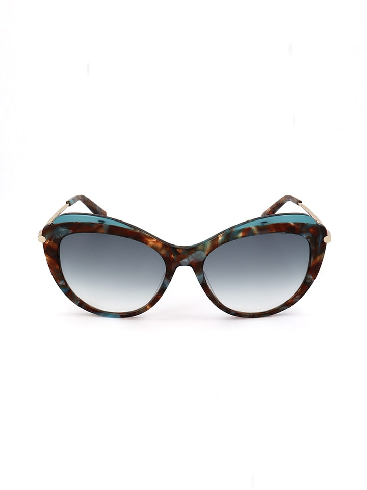 Longchamp Damen-Sonnenbrille in Braun-Gold/ Türkis günstig kaufen 55
