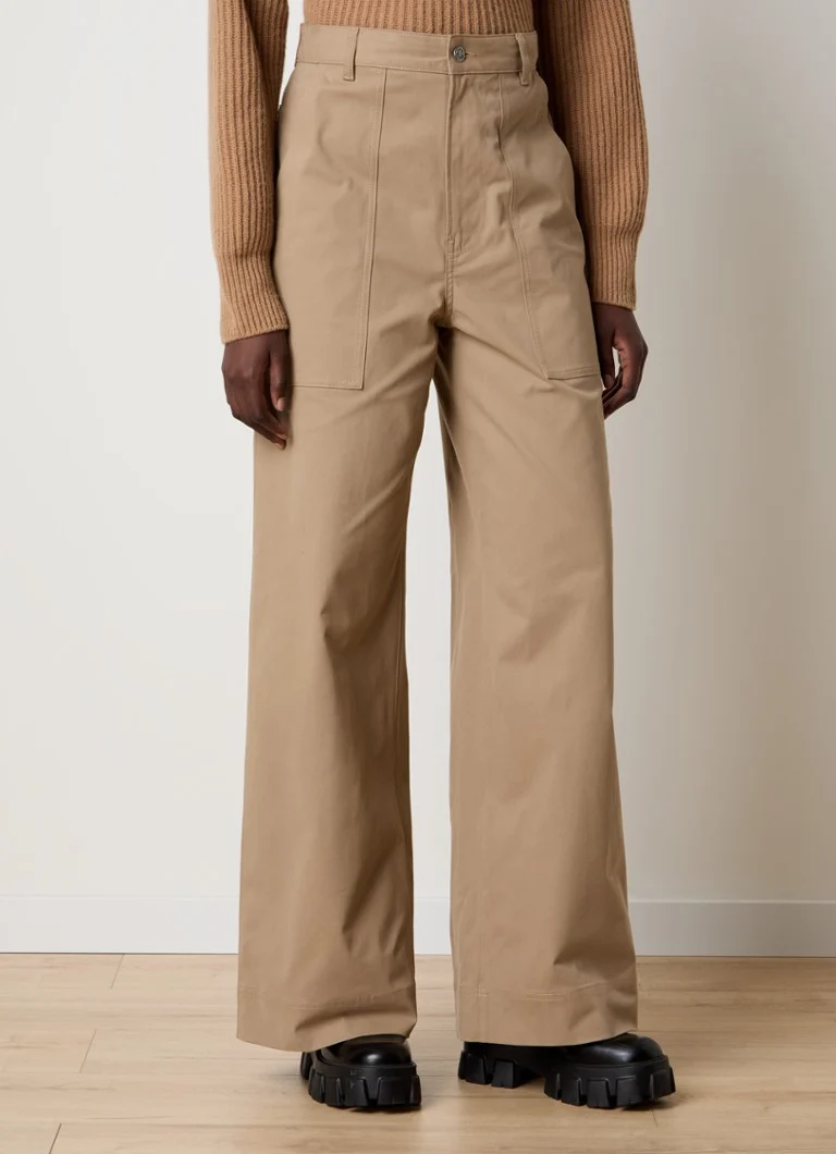 Pantaloni chino Moncler a vita alta e vestibilità ampia con tasche laterali