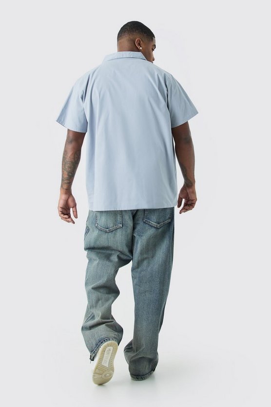 Plus kurzärmliges Twill Moto-Hemd