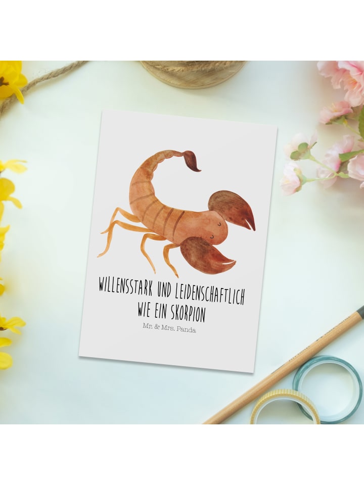 Mr. & Mrs. Panda Postkarte Sternzeichen Skorpion mit Spruch in Weiß günstig kaufen onesize