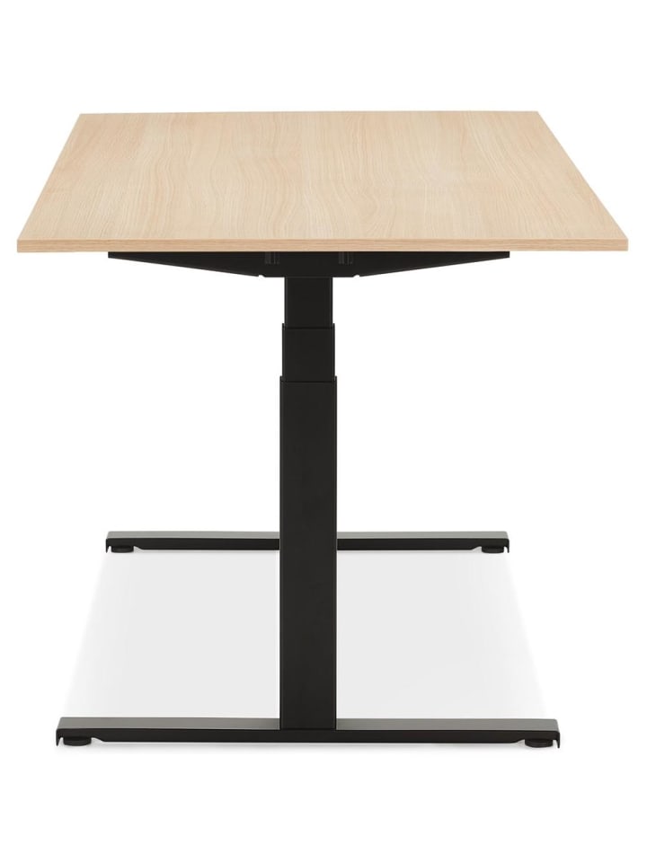 KADIMA DESIGN Schreibtisch 140x70 cm elektrisch höhenverstellbar in Beige-Schwarz günstig kaufen
