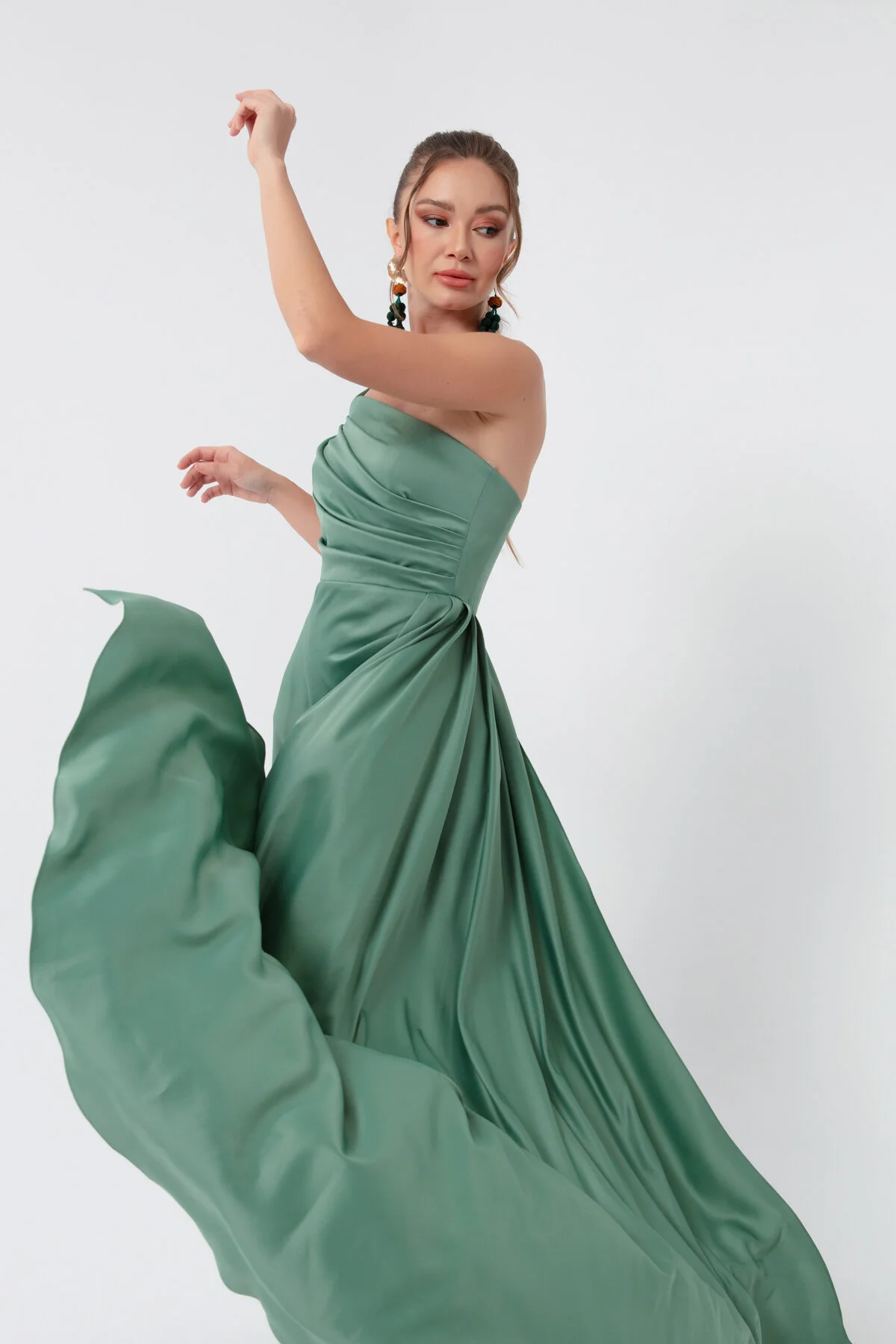 Lafaba  Mintgrünes One-Shoulder-Abend- und Abschlusskleid aus Satin für Damen