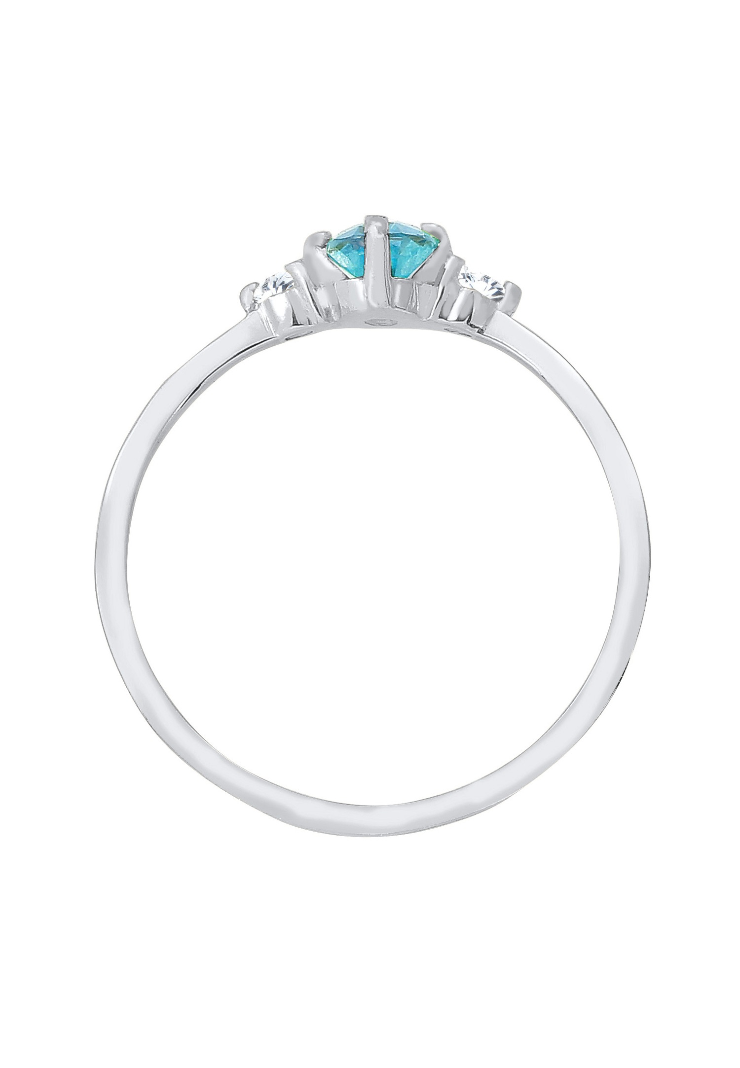 Elli Women's Solitaire Blue Oval Engagement Ring with Cubic Zirconia Crystals in 925 Sterling Silver