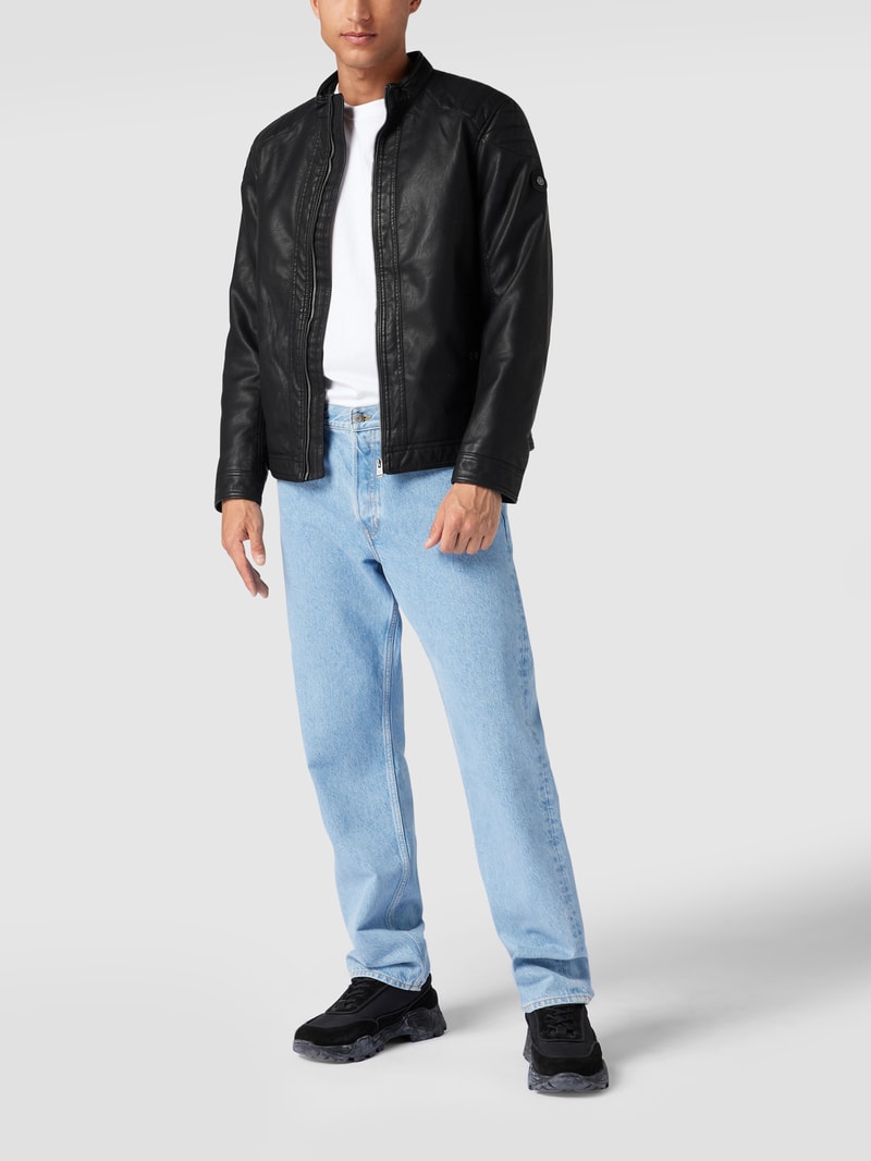Jacke in Leder-Optik in schwarz
