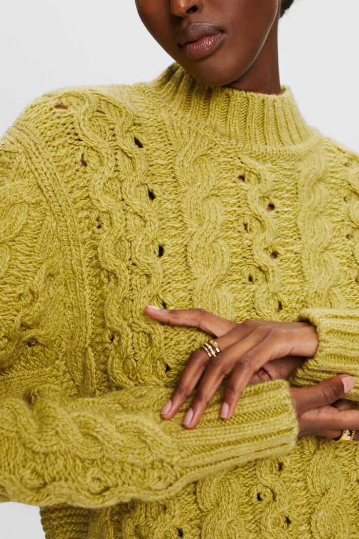 Zopfstrickpullover aus Wollmix