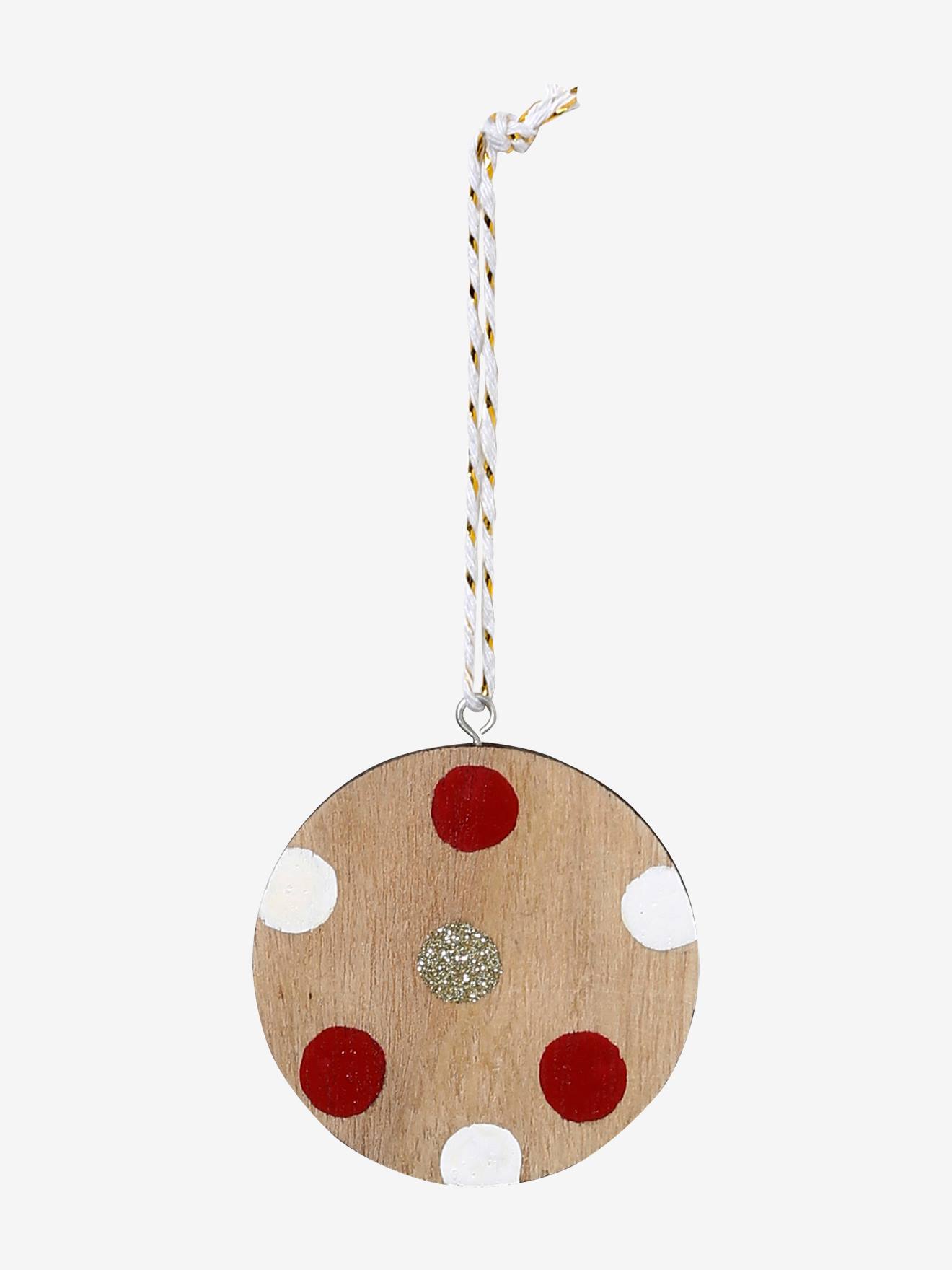 Lot de 6 boules de Noël plates en bois naturel