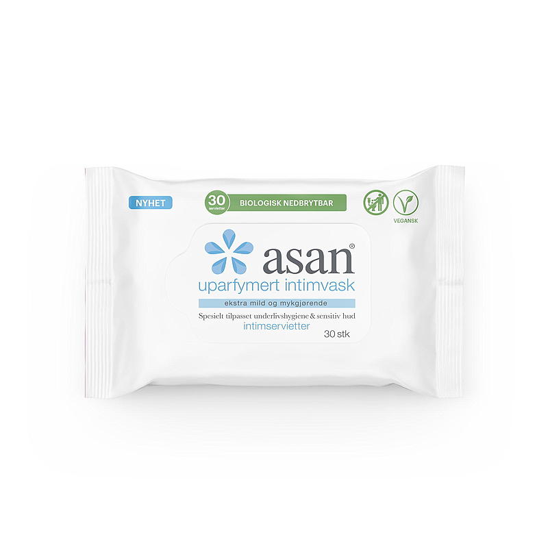 Asan Intimservietter 30-pk, parfymefri, Asan