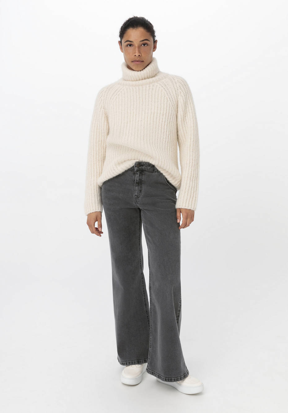 Rollkragenpullover aus Alpaka mit Bio-Baumwolle