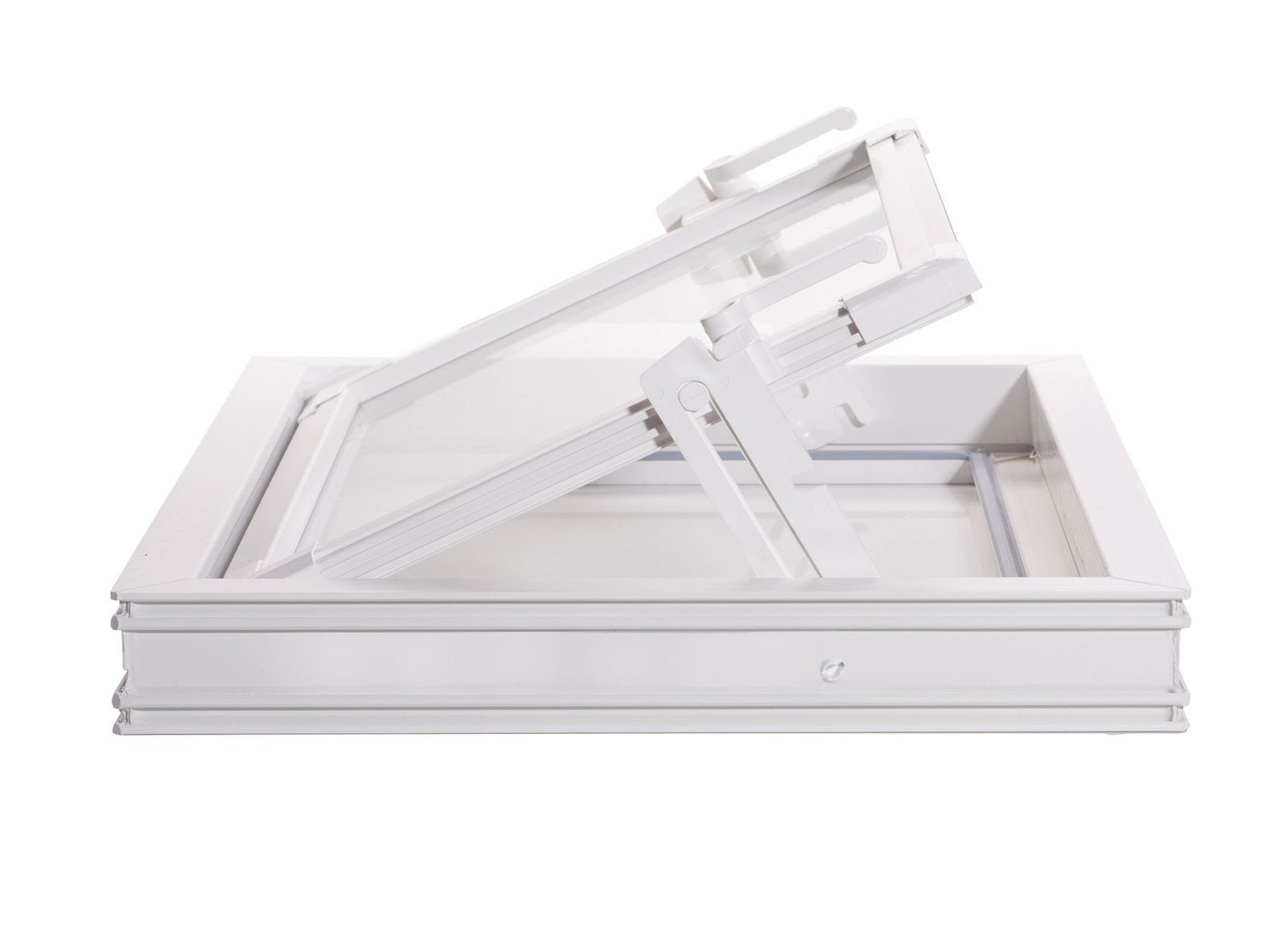 ACO Severin Ahlmann GmbH & Co. KG Kellerfenster ACO 50x50cm Nebenraumfenster Fenster Kippfenster weiß Kellerfenster Einfachglas, wärmeisolierende Kunststoff-Hohlkammerprofile