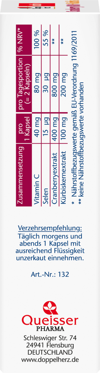 Cranberry +  Kürbis + Vitamin C + Selen Kapseln 30 St., 27,7 g