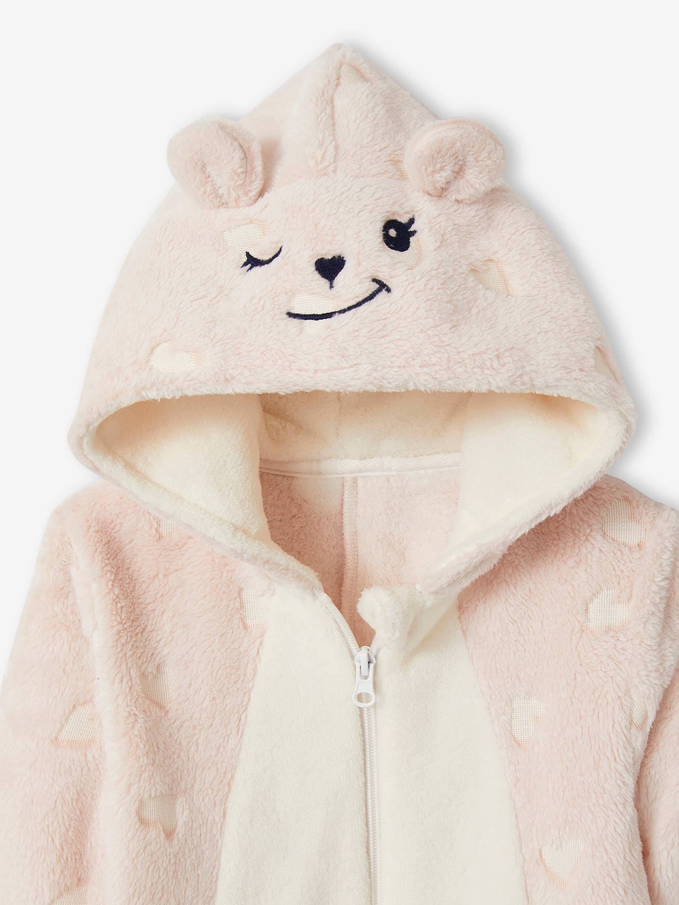 Combi-pyjama ourson phosphorescent fille rose