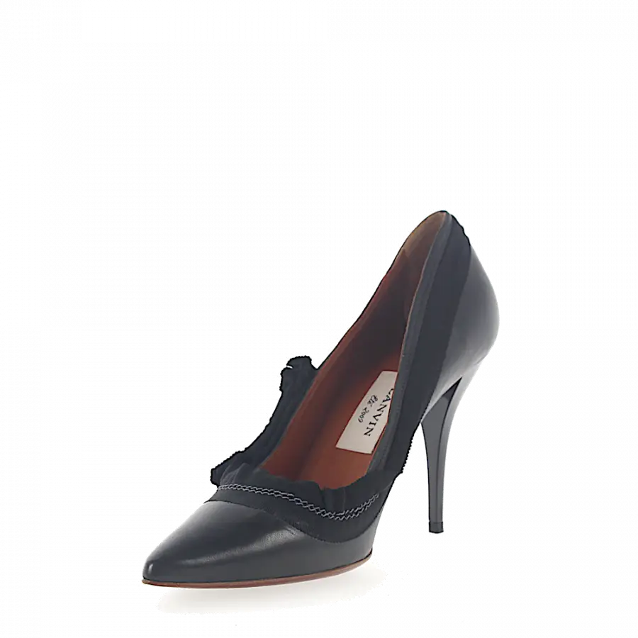 Lanvin - Pumps Glattleder Textil Schleife schwarz - schwarz