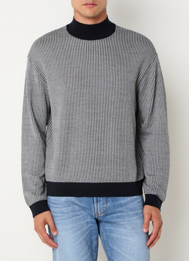 Emporio Armani  Fijngebreide pullover van scheerwol met ingebreid patroon