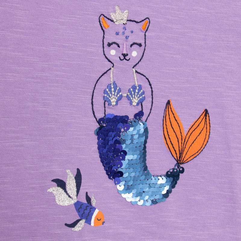 T-shirt fille sirène-chat violet Catimini