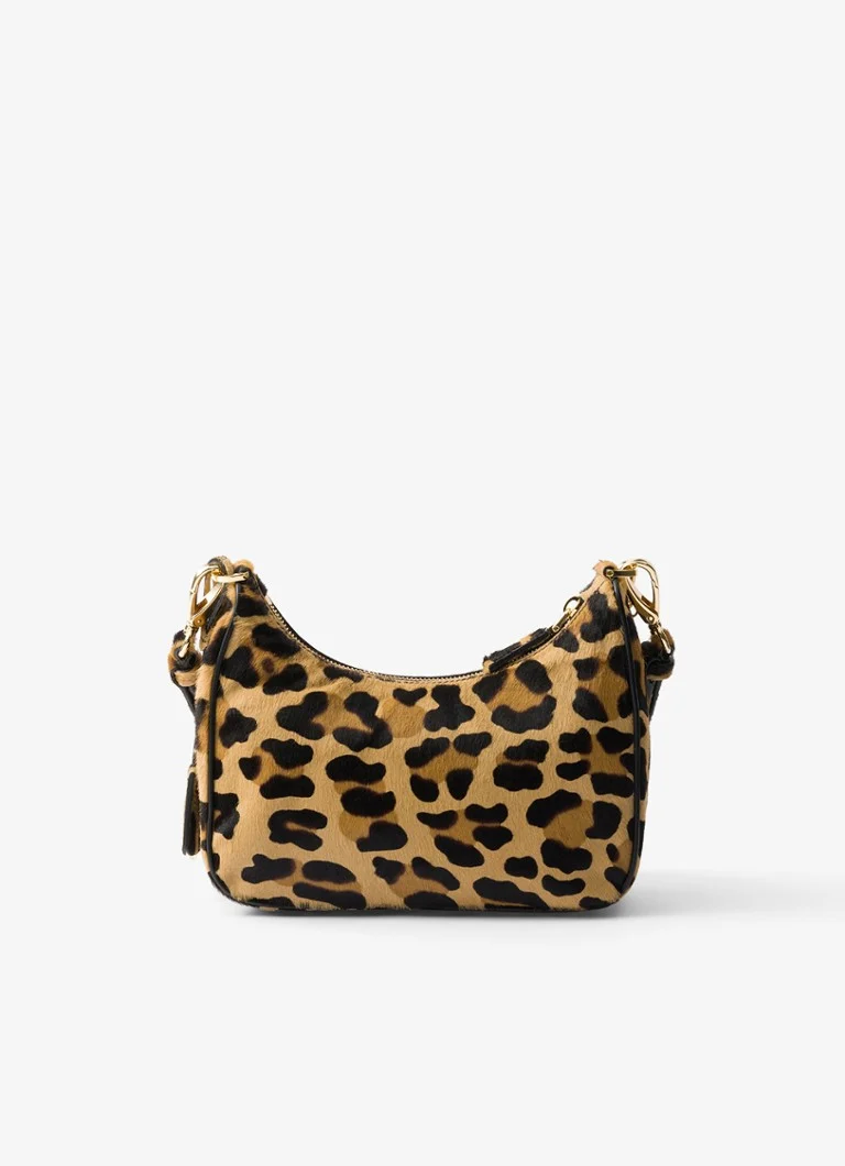 Prada Re-Edition leather shoulder bag with leopard print