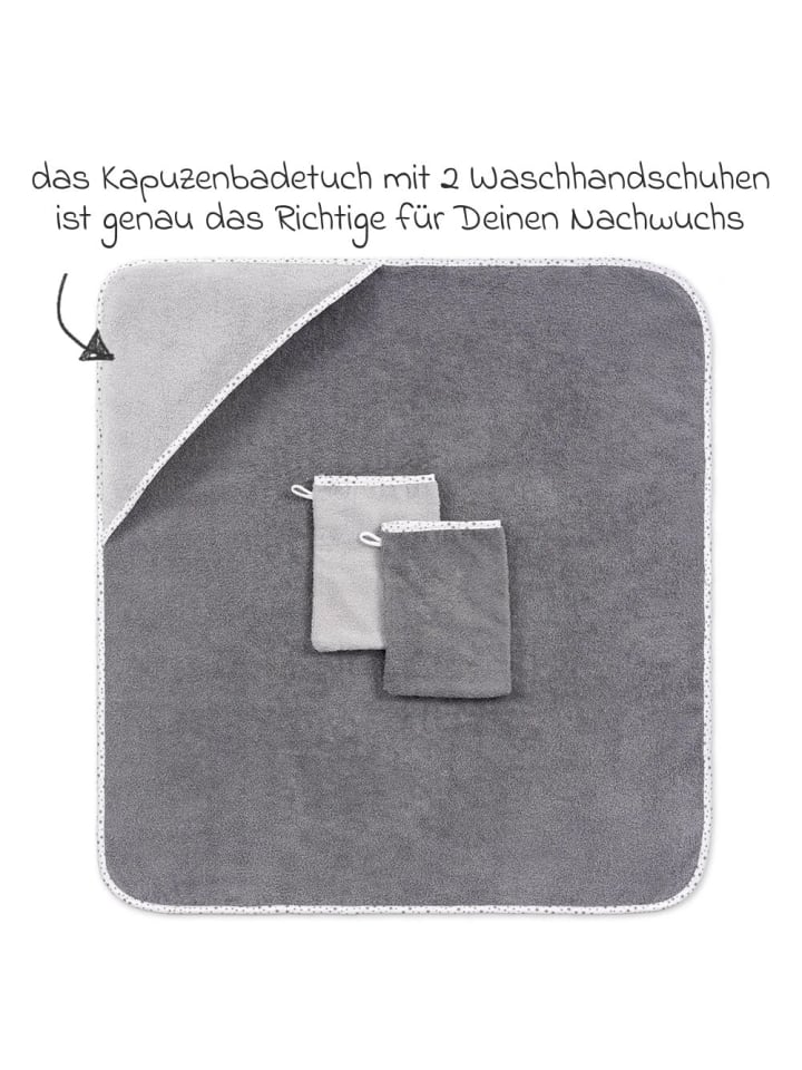 Wörner 3-tlg. Bade-Set - Kapuzenbadetuch in grau günstig kaufen onesize