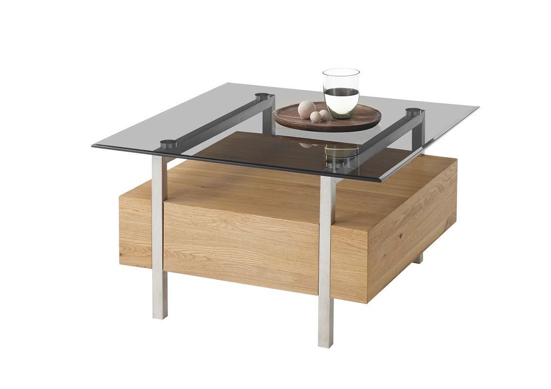 MCA furniture Couchtisch Couchtisch Hatfield mit Glasplatte, 80/110, Eiche / grau, verschied (no-Set)