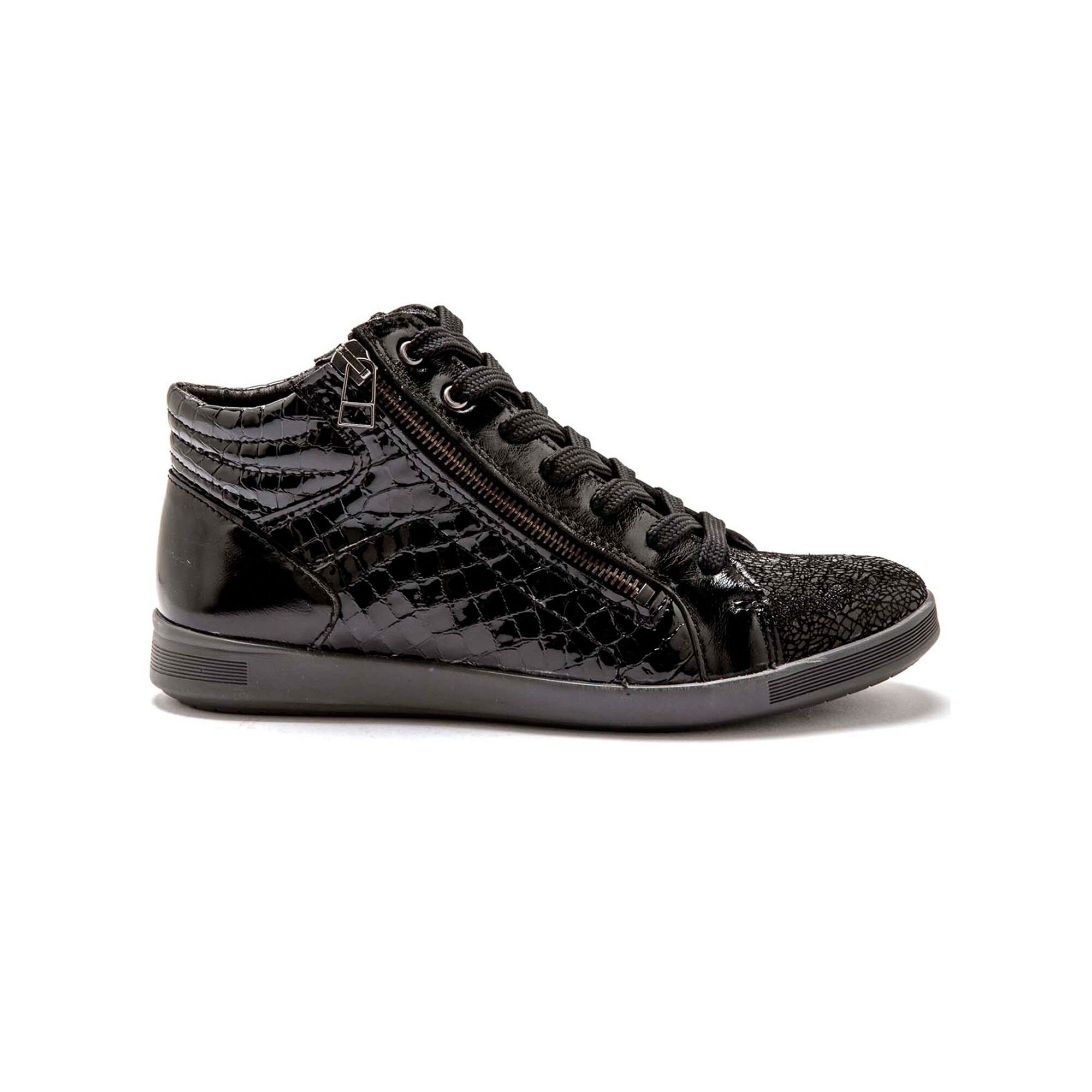 Baskets montantes cuir noir à lacets