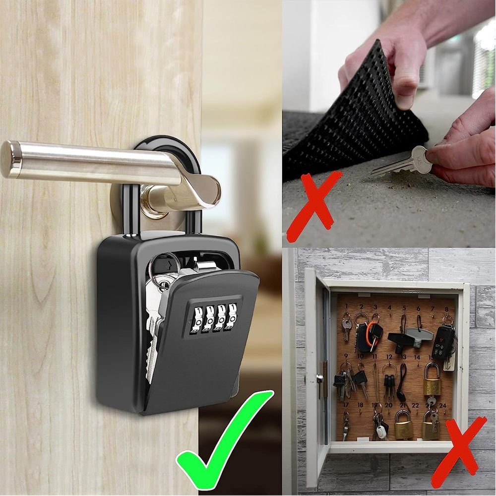 Sarfly Schlüsselkasten Schlüsseltresor mit Bügel, Wasserdichter Schlüsselkasten Schlüsselbox (1 St., für den Außenbereich, Kombination Schlüsselsafe), für Zuhause, Garage, Schule