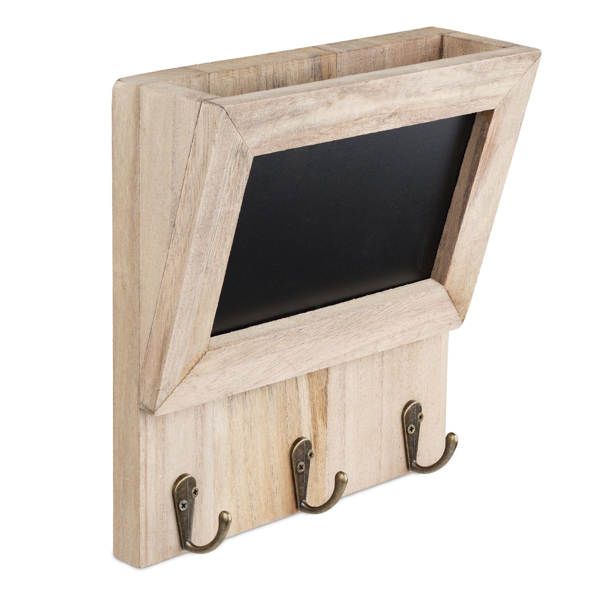 Navaris Schlüsselbrett Garderobe aus Holz mit Tafel und Briefhalter - Ablage