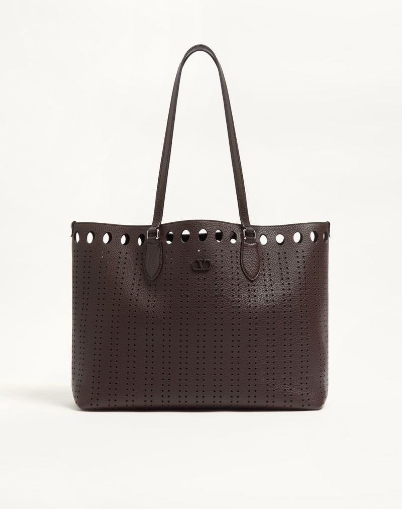 Bolsa de compras média Valentino Garavani Dottie em couro perfurado