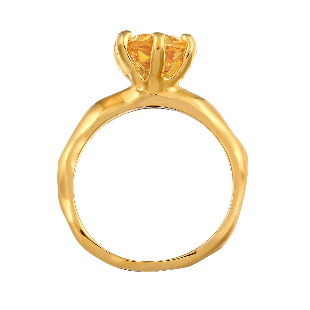 Elli Elli Bague Femmes fiançailles organique Solitaire avec pierre précieuse Citrine e Bague