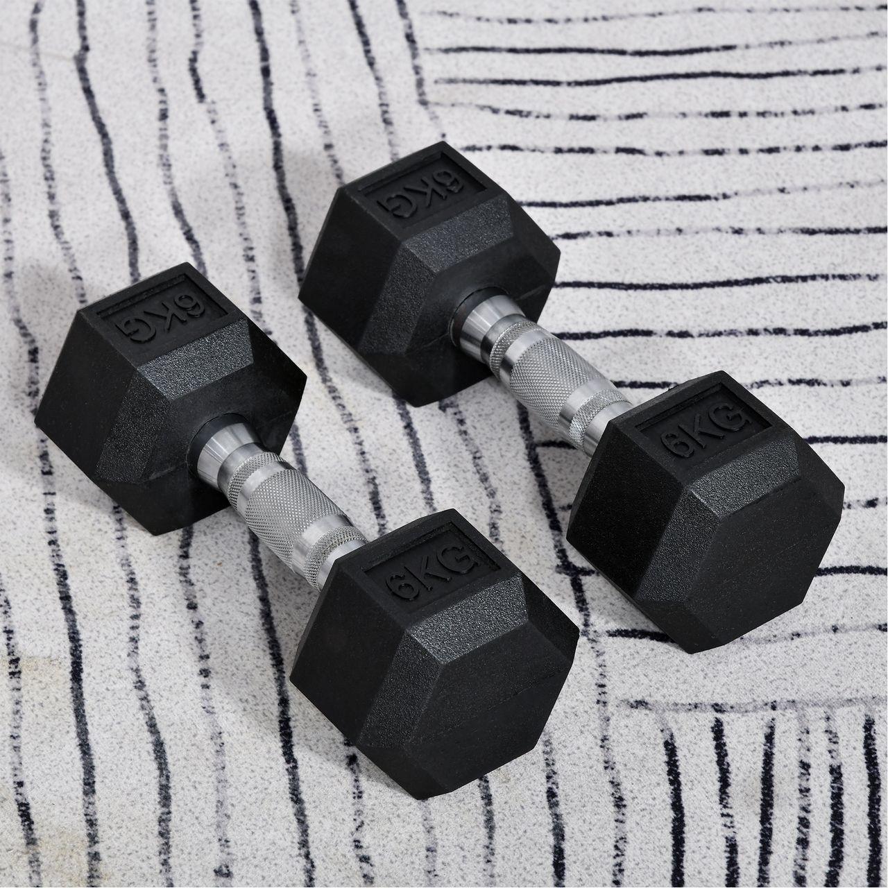 HOMCOM 2er-Set Gummi-Hantel Fitness Hantel Kurzhantel für Trainingsraum schwarz 6 KG