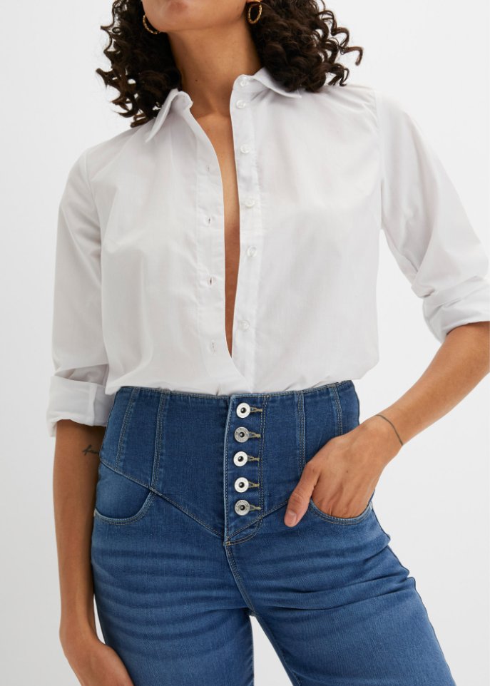 Schlagjeans Highwaist mit recyceltem Polyester