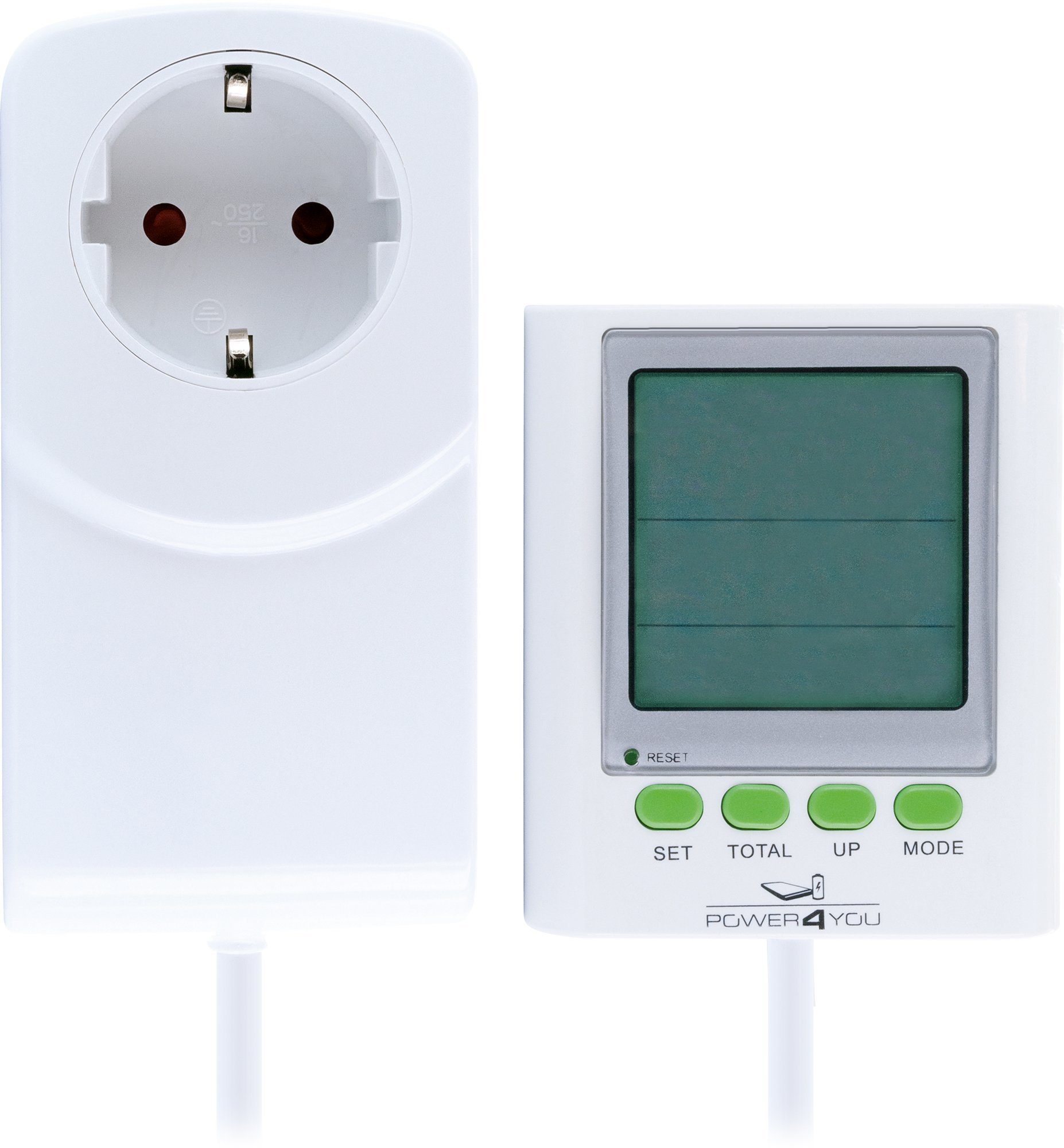 Schwaiger Energiekostenmessgerät 661576, 3-zeiliges Display, Zwischenstecker, Anzeige von Stromstärke, Spannung, Leustung, Stromkosten