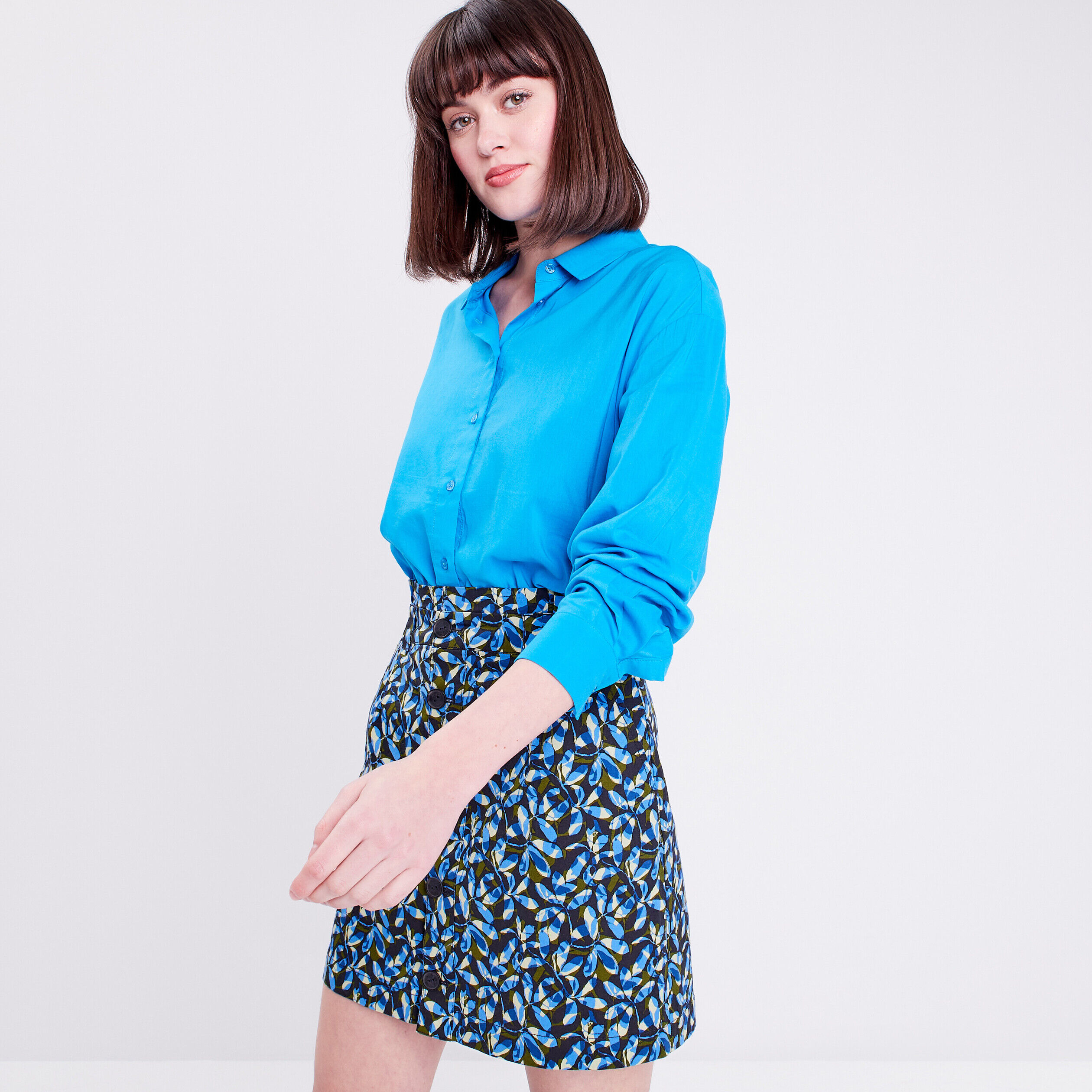 Chemise à manches longues bleu femme | Cache Cache