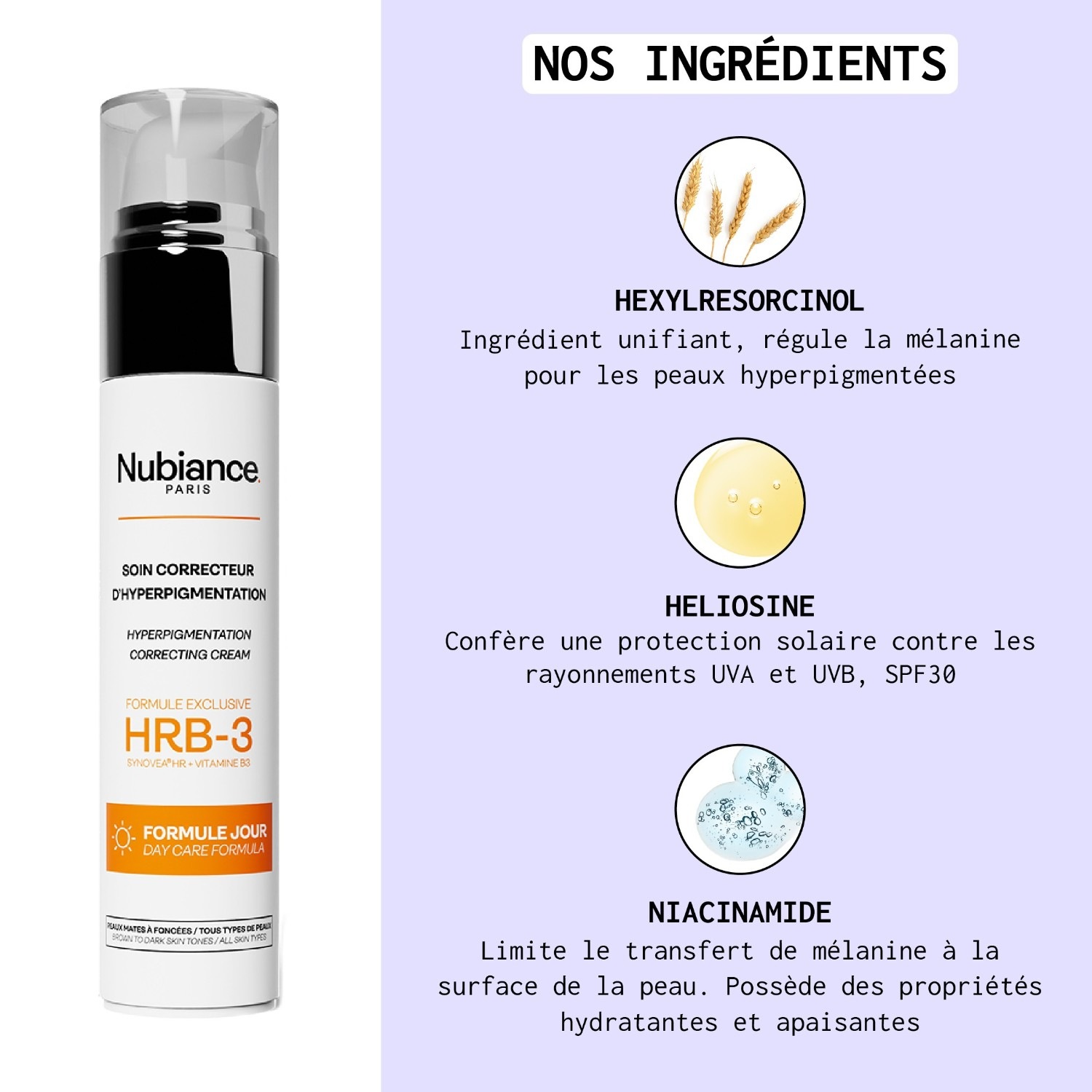 Crema de día antimanchas Nubiance HRB-3