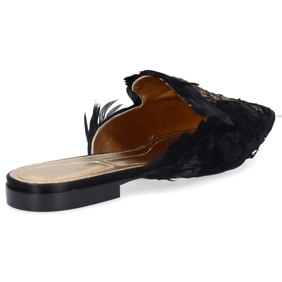 Alberta Ferretti - Pantoletten 51A Federn - schwarz