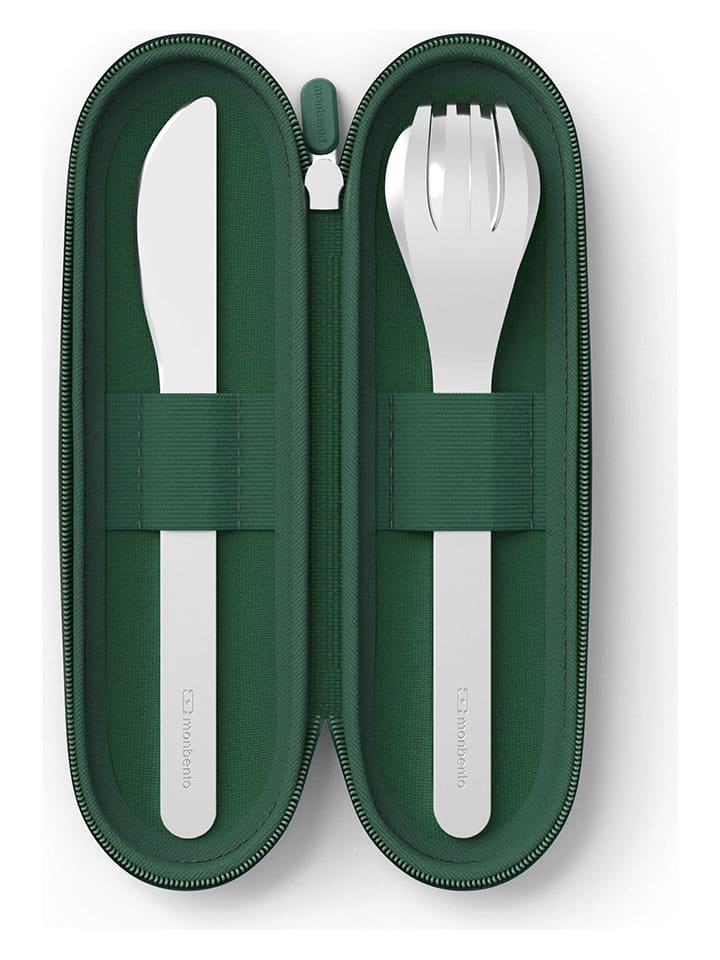 Monbento 4tlg. Set: Besteck in Grün/ Silber günstig kaufen onesize