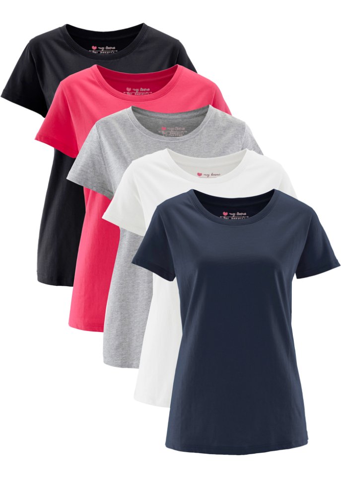 Rundhals-Shirt, Kurzarm (5er Pack)