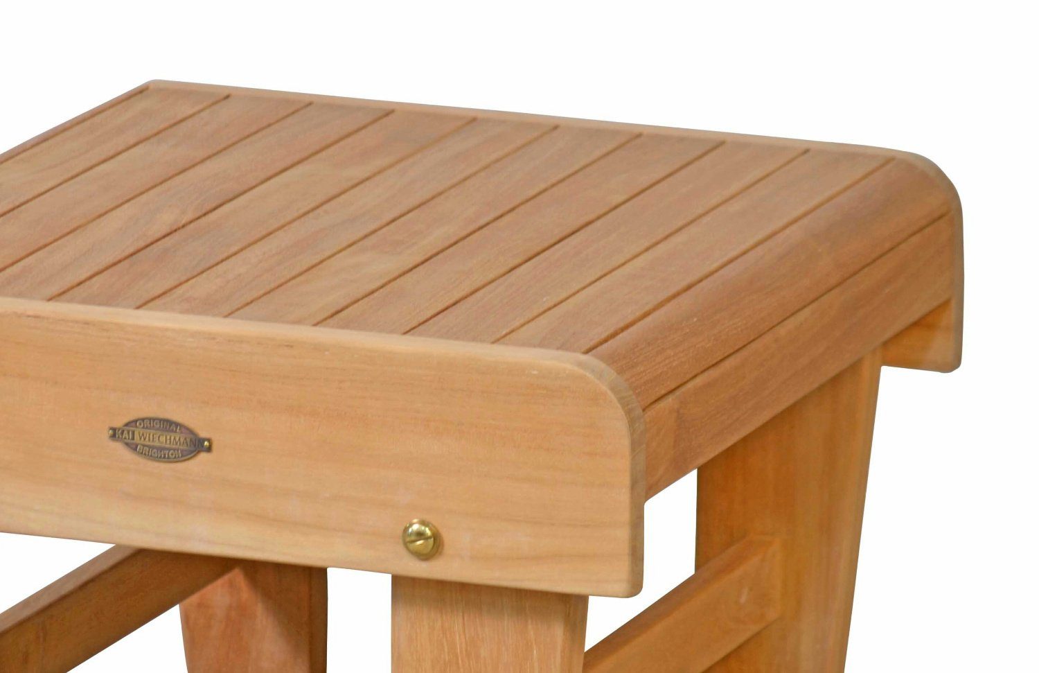 Kai Wiechmann Fußhocker Premium Teak Fußbank 50 x 50 cm als wetterfester Holzhocker, verstellbare und unbehandelte Fußstütze aus Teak