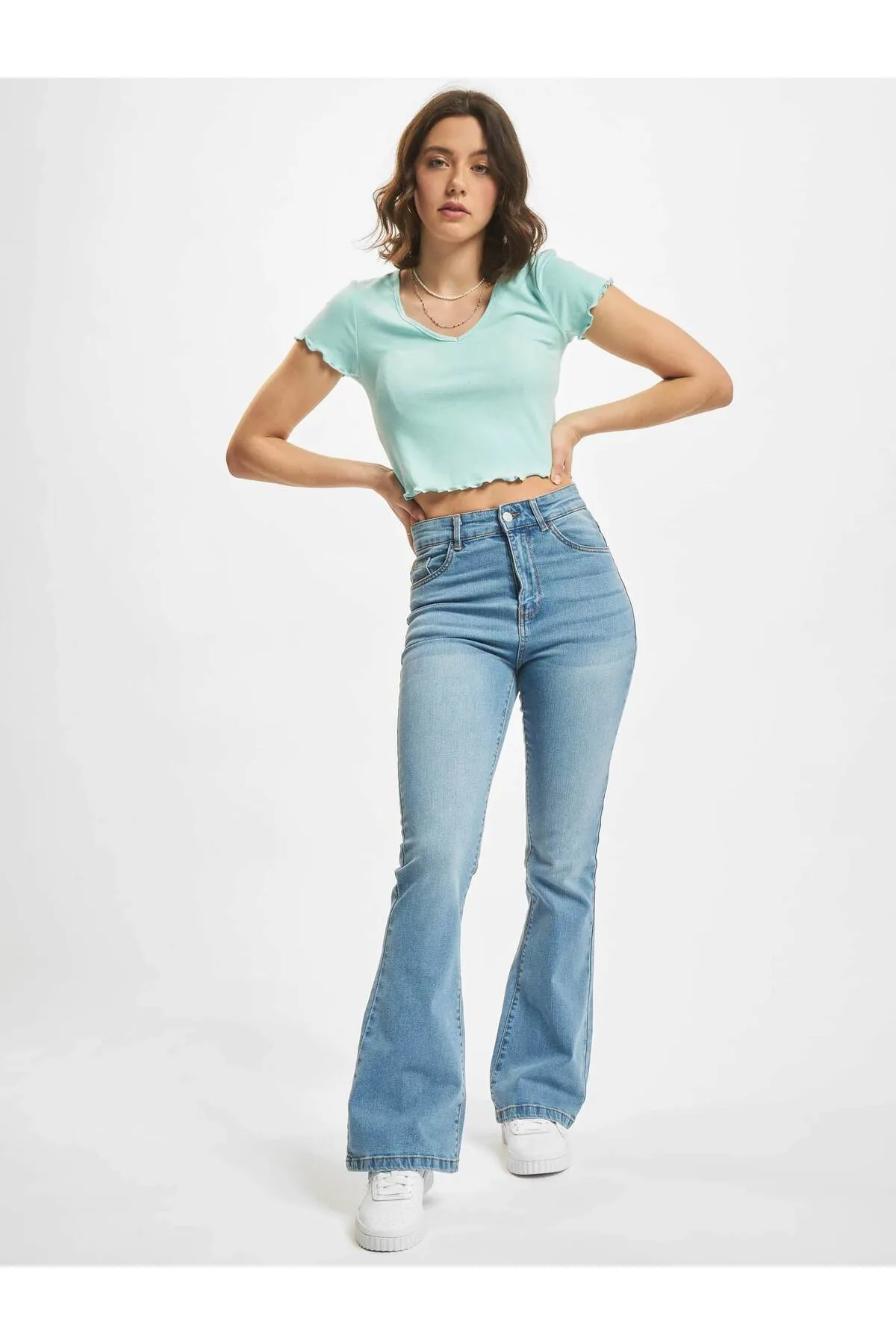 Denim Project  Damen Dpwcaro Flared Straight Fit Jeans