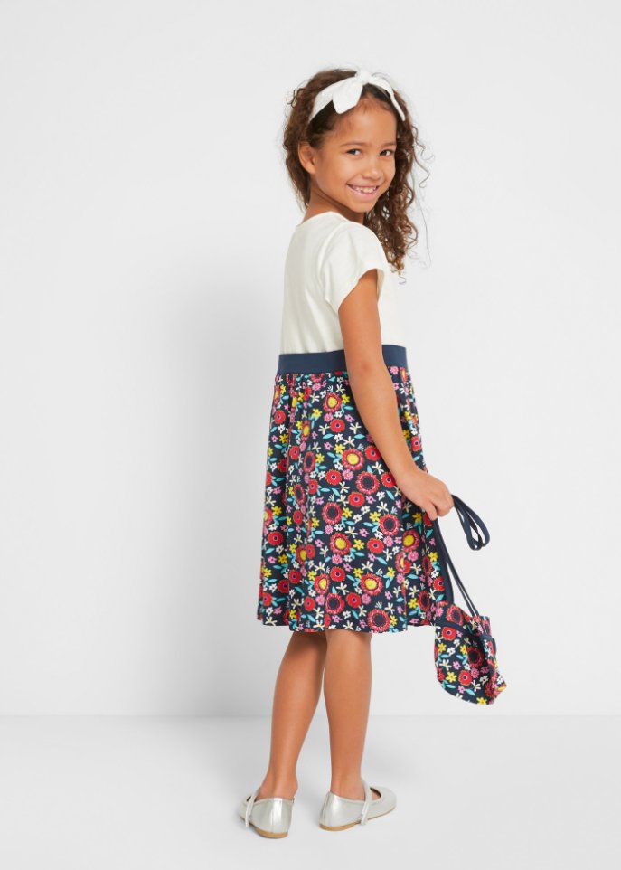 Mädchen Shirtkleid + Tasche (2-tlg. Set) aus Bio-Baumwolle