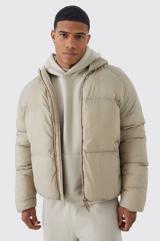 Gesteppte Nylon-Steppjacke mit Kapuze