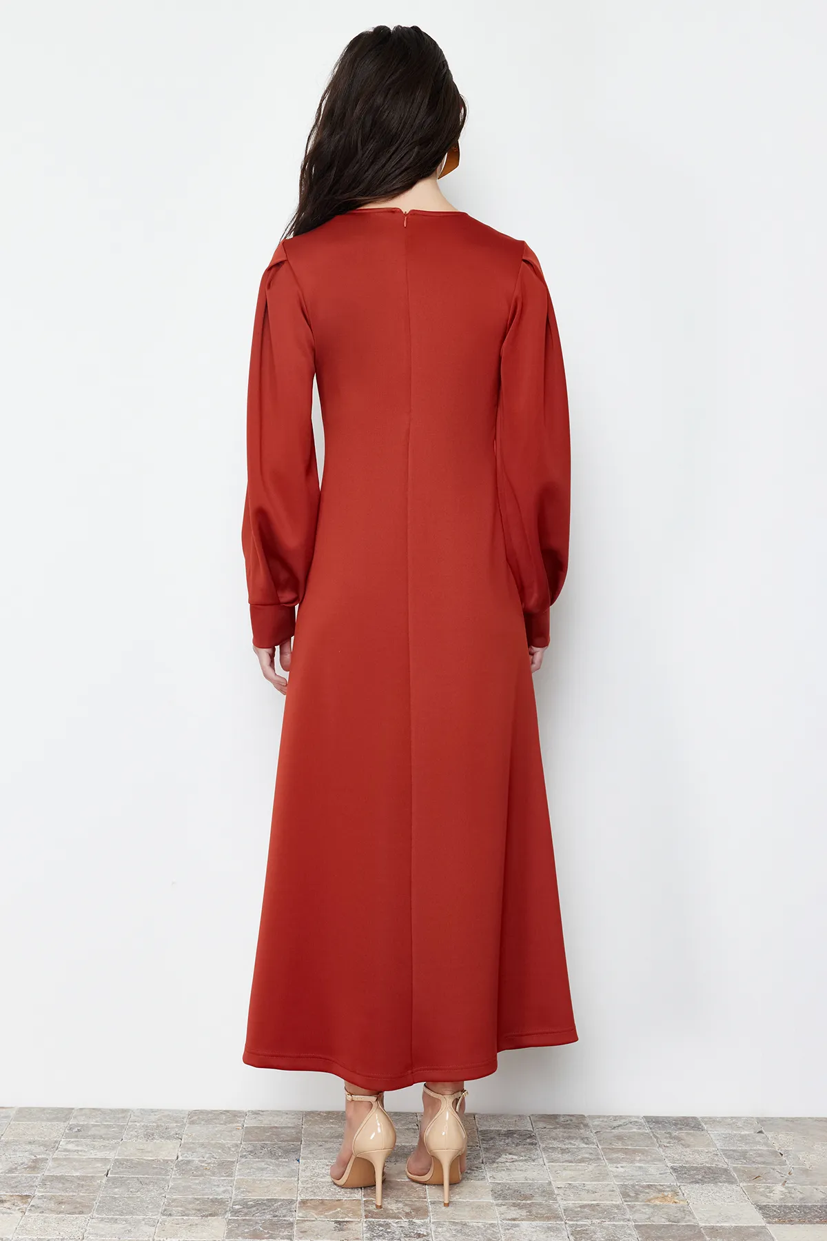 Trendyol Modest  A-Linien-Strickkleid aus Scuba-Stoff in Tile-Optik - TCTSS24EB00110