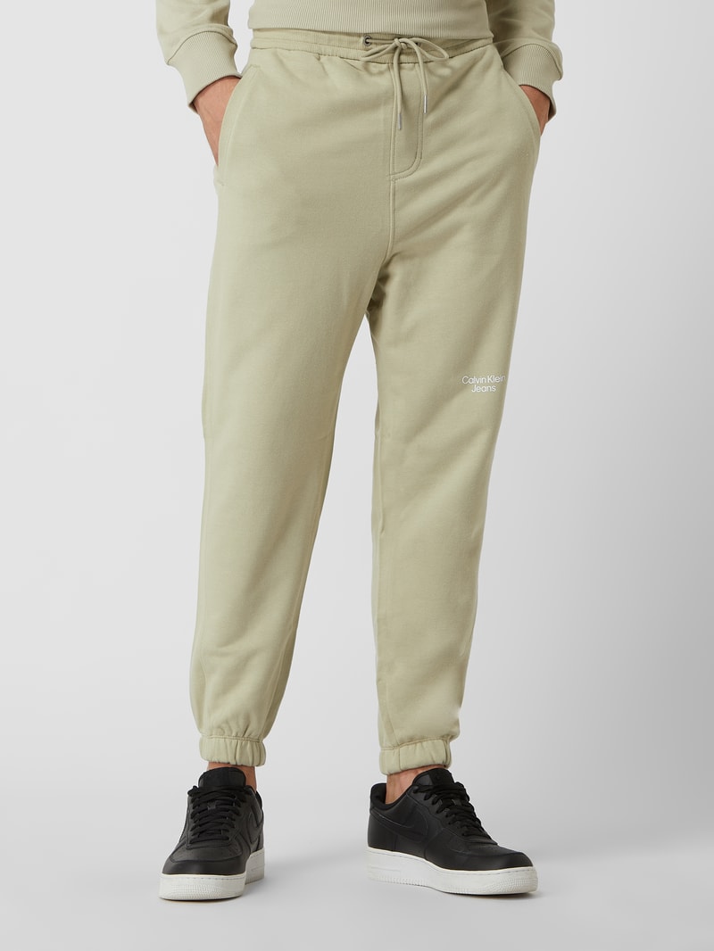 Sweathose mit Label-Print in schilf