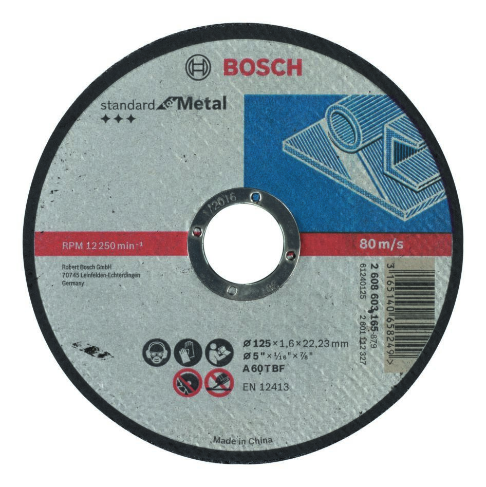 Bosch Blue Accessories 2608603165 Ίσιος δίσκος κοπής Standard για Metal A 60 T BF, 125 mm, 22,23 mm, 1,6 mm