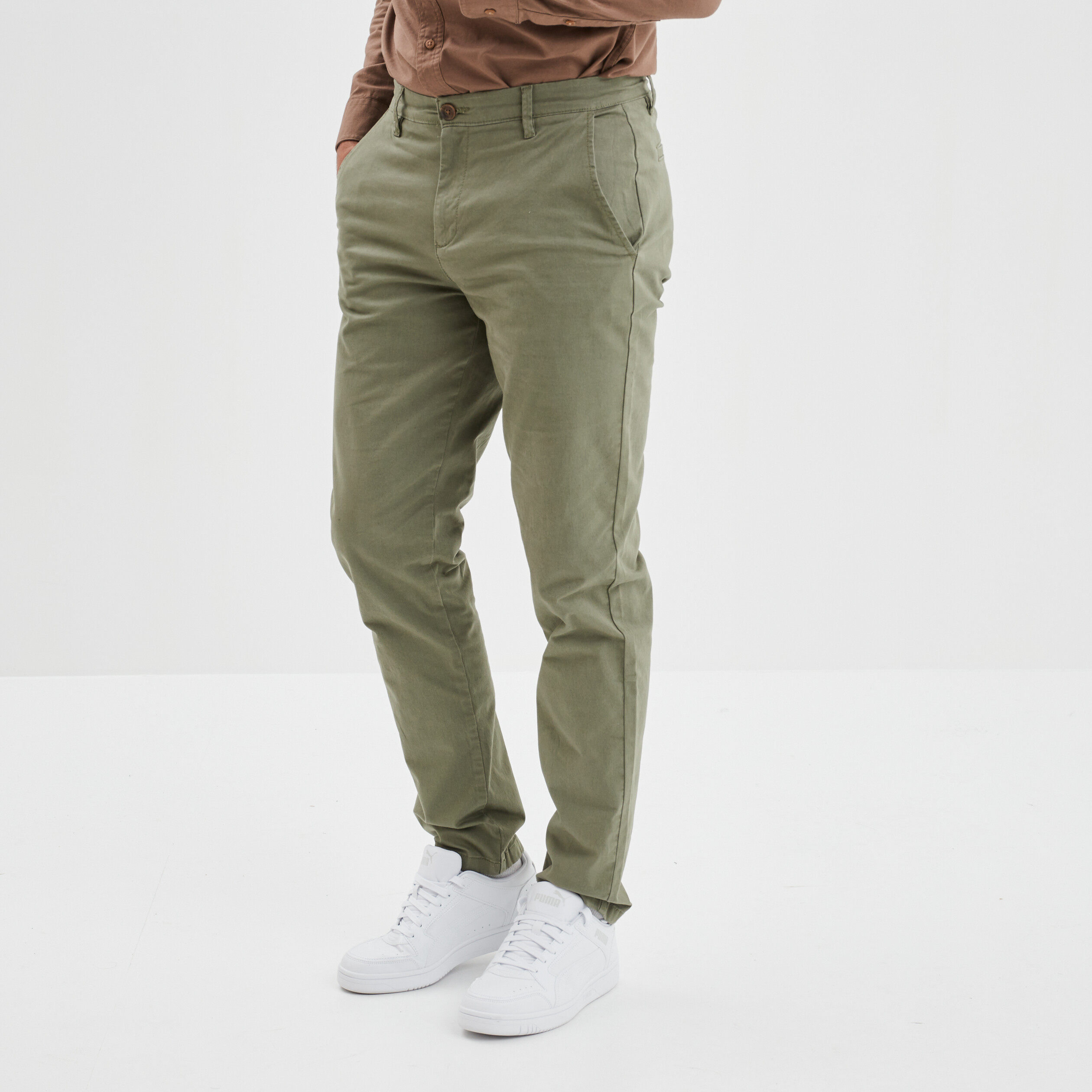 Pantalon chino vert kaki homme | La Halle