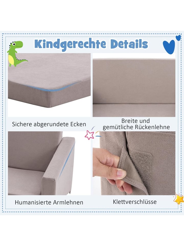 COSTWAY 2 in 1 Klappsofa 18-36 Monate in Taupe günstig kaufen onesize
