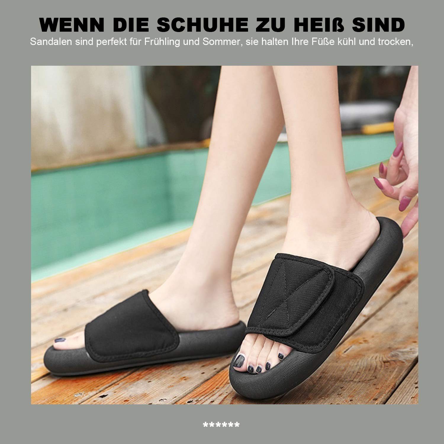TOPMELON Klettschuhe Hausschuhe, Sandalen Badeschuh Anti-Rutsch